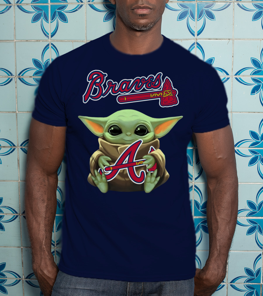 Braves BabyYoda Holding Atlanta Braves T-Shirt