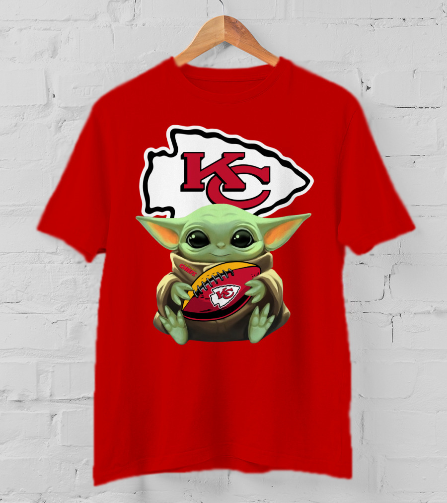 Baby Yoda Kc Chiefs Football Fan T-Shirt