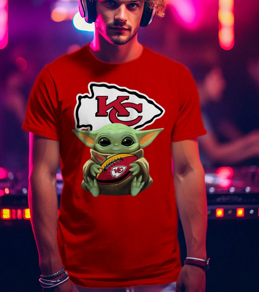 Baby Yoda Kc Chiefs Football Fan T-Shirt