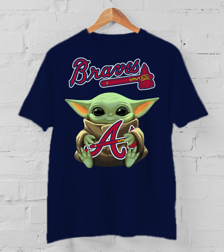 Braves Baby Yoda Holding Baseball Team T-Shirt