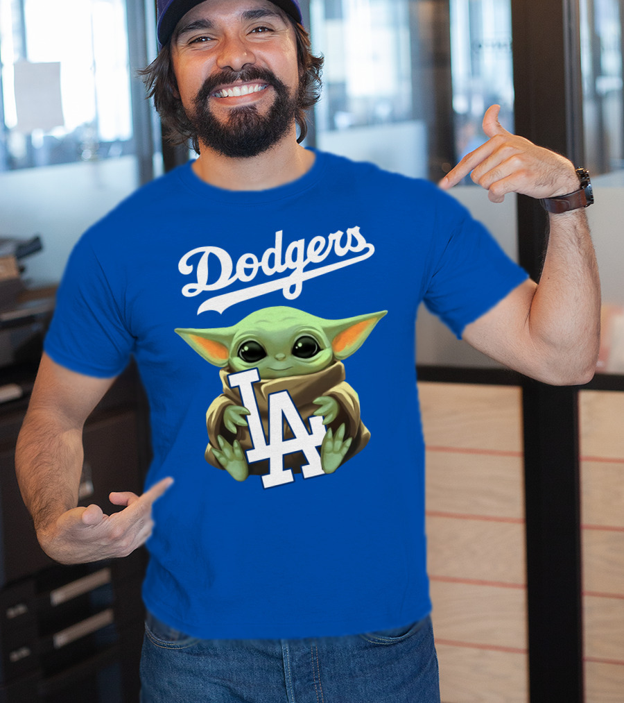 Dodgers Baby Yoda Holding La Team T-Shirt