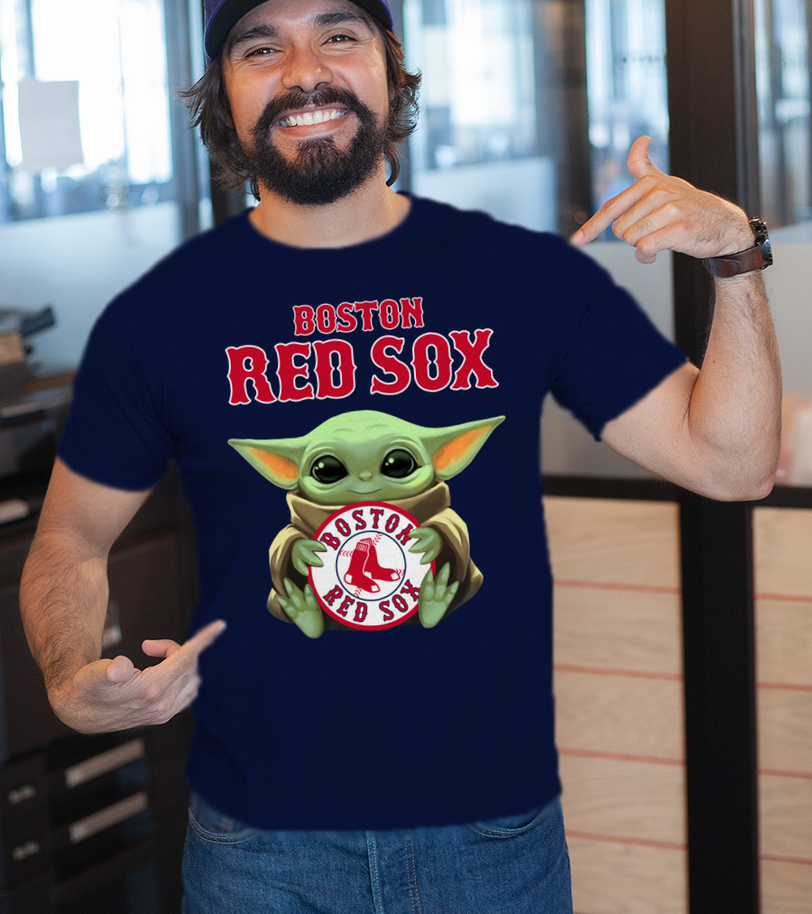 Boston Red Sox Baby Yoda Holding Team T-Shirt