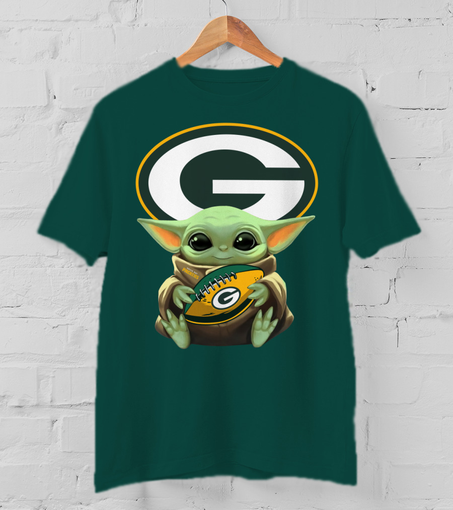 Baby Yoda Green Bay Packers Football Fan T-Shirt