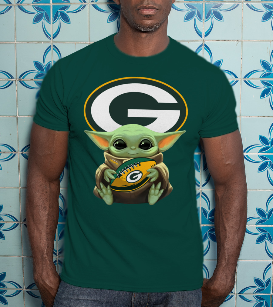 Baby Yoda Green Bay Packers Football Fan T-Shirt