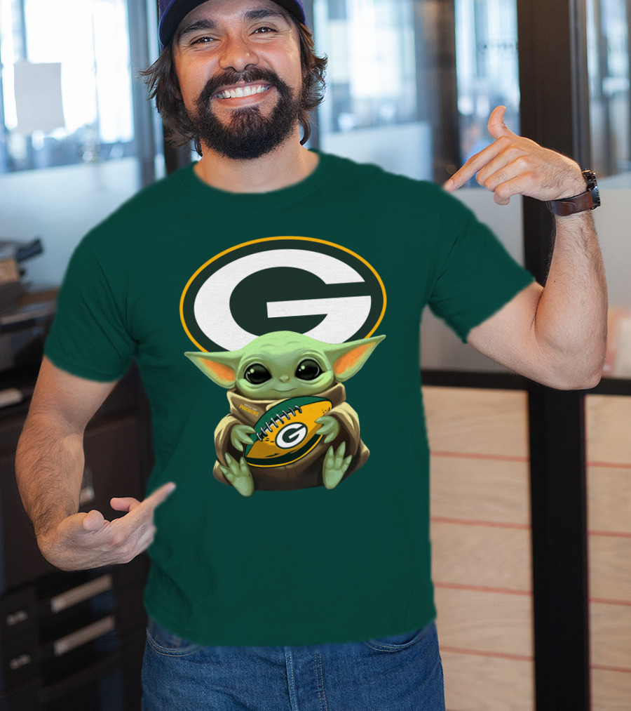 Baby Yoda Green Bay Packers Football Fan T-Shirt