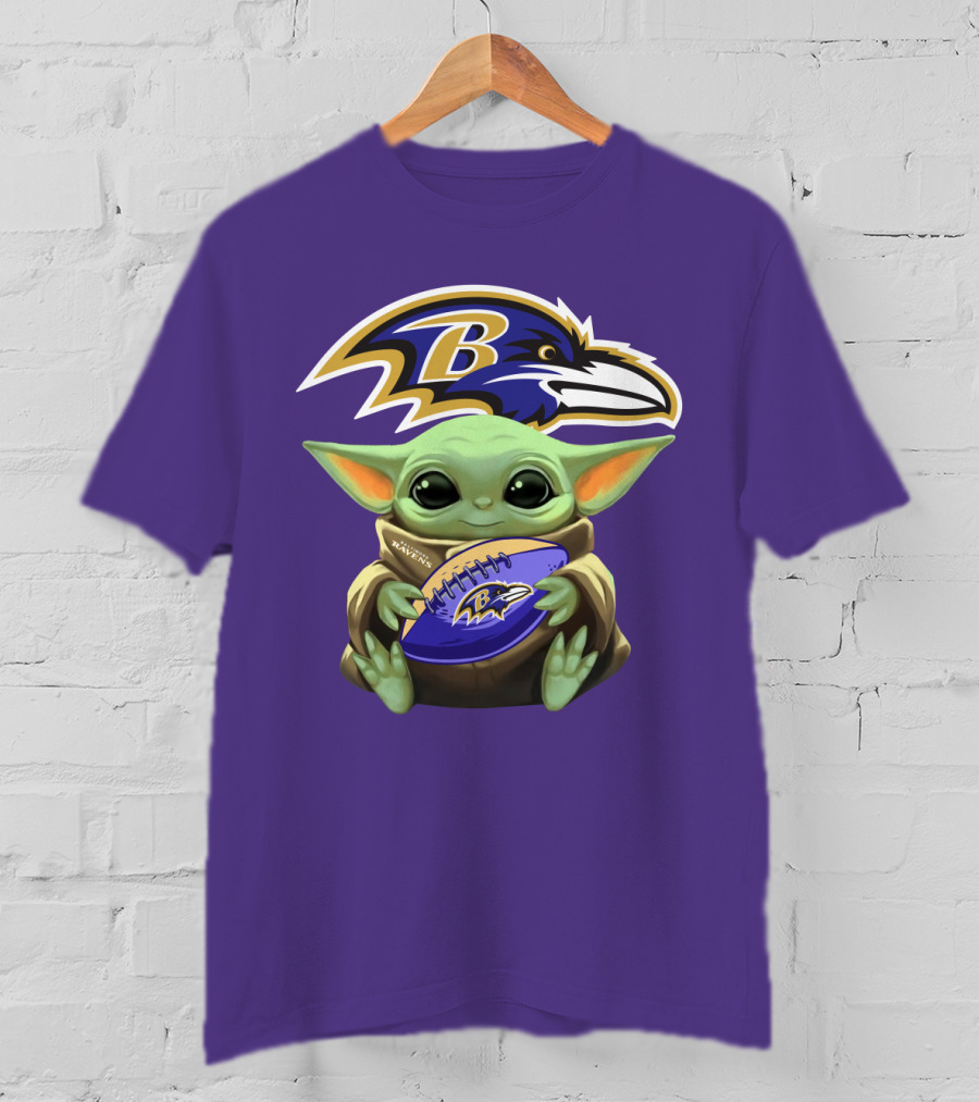 Baltimore Ravens Baby Yoda Football Fan T-Shirt