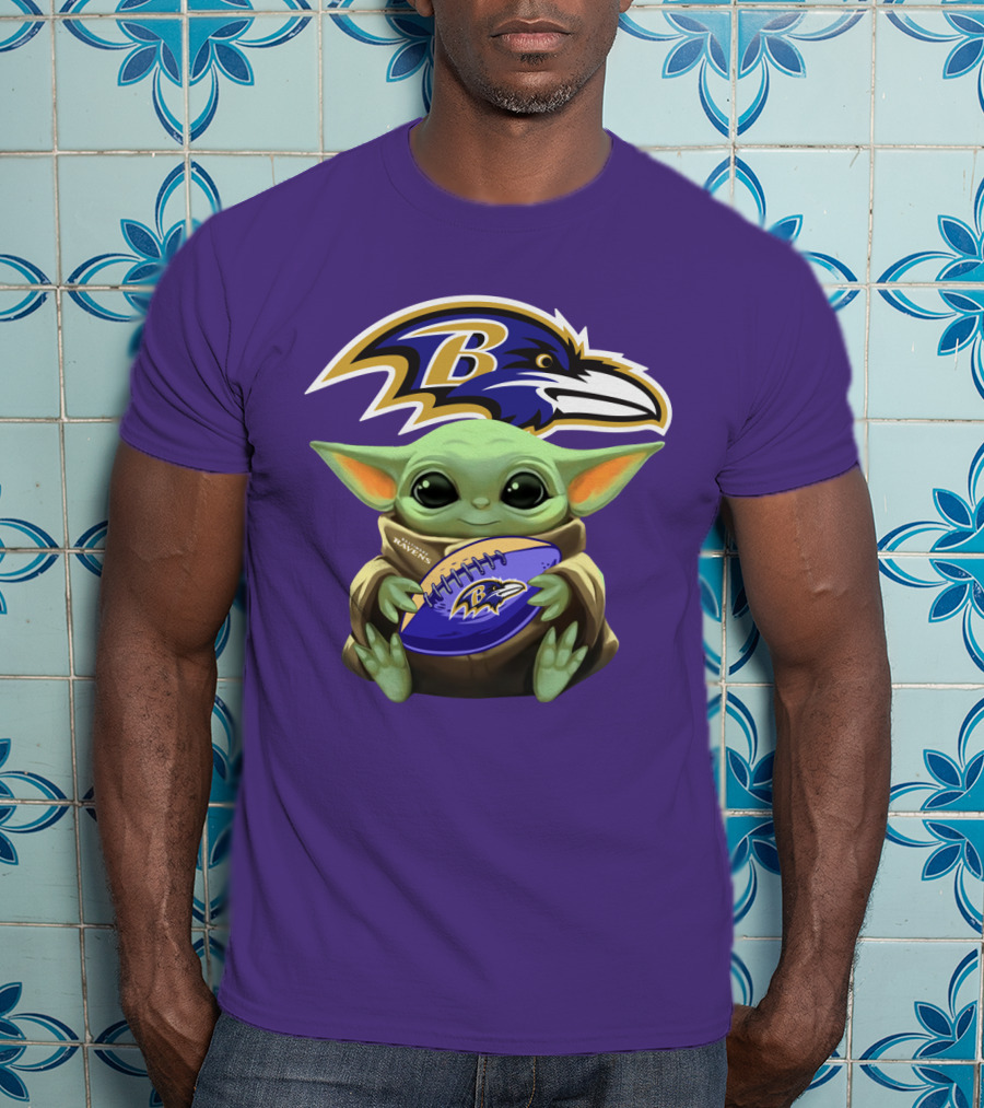 Baltimore Ravens Baby Yoda Football Fan T-Shirt