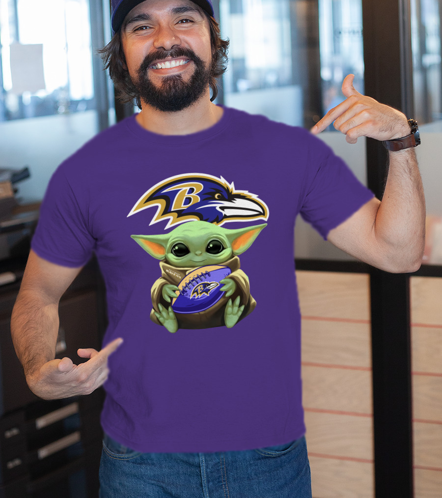 Baltimore Ravens Baby Yoda Football Fan T-Shirt