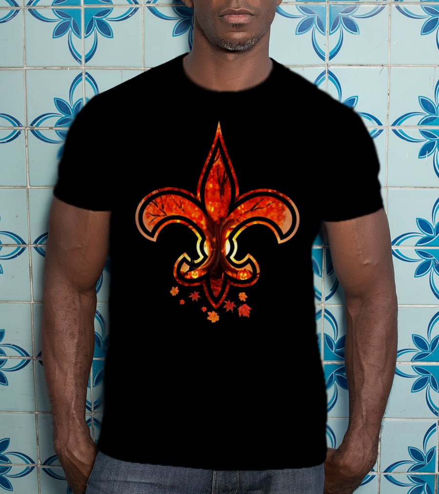 Autumn Leaves And Tree Fleur-De-Lis T-Shirt