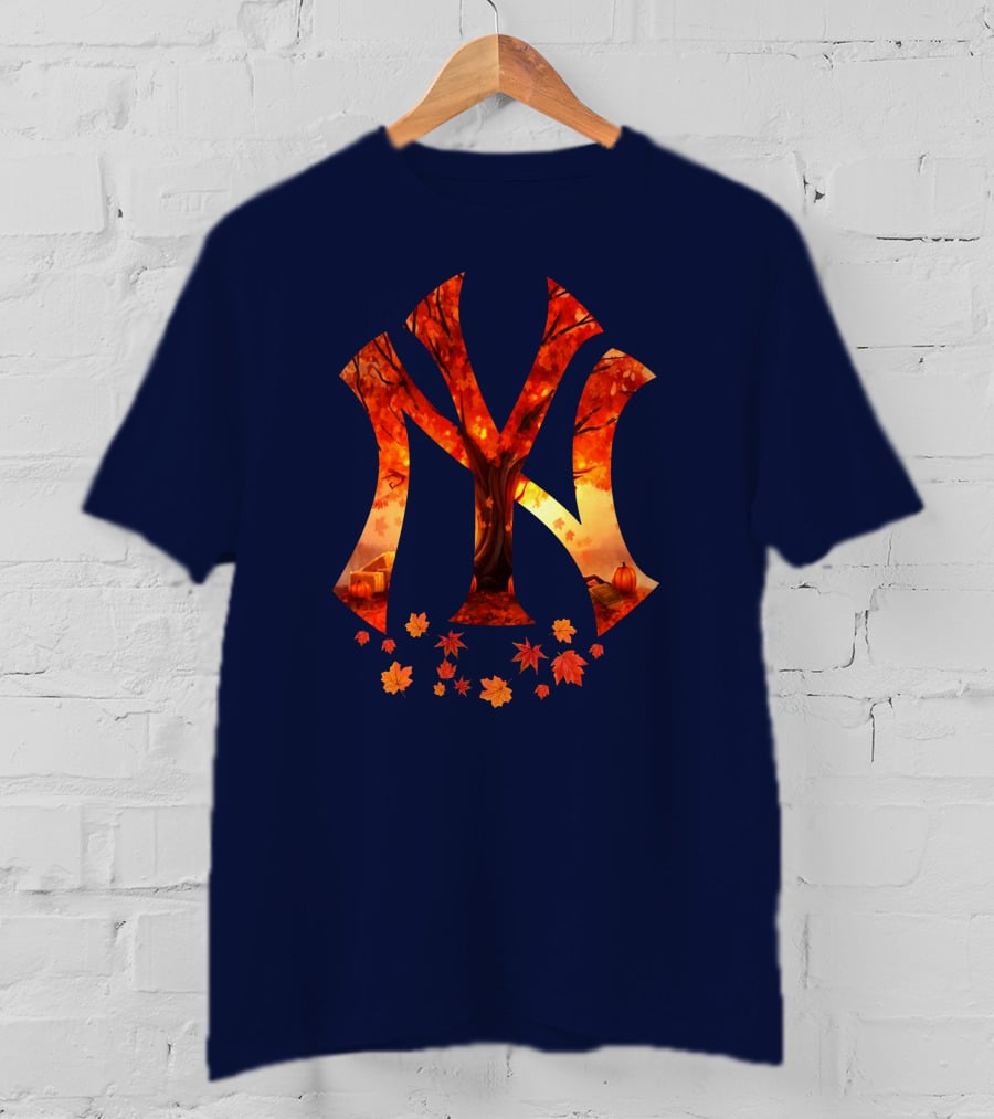 New York Yankees Autumn Fall Leaves Tree Pumpkin T-Shirt