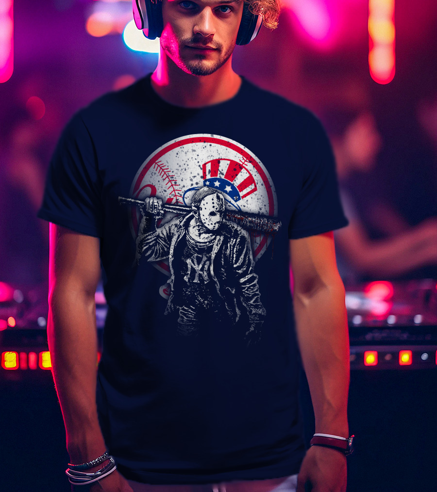 New York Baseball Icon With Mask And Bat T-Shirt
