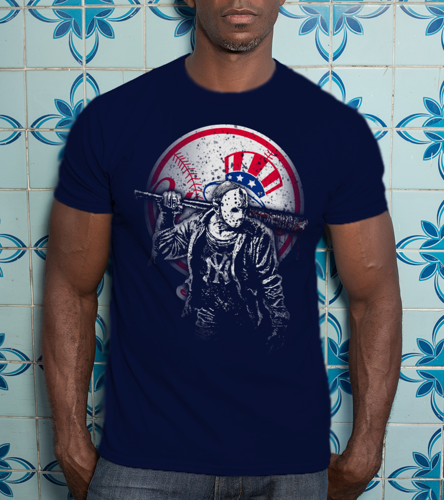 New York Baseball Icon With Mask And Bat T-Shirt