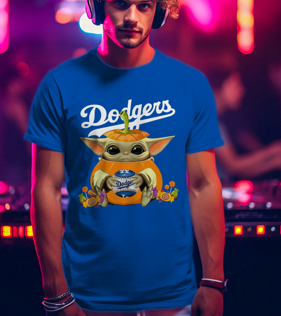 Dodgers Baby Yoda Pumpkin Halloween T-Shirt