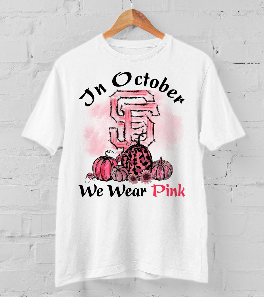 In October We Wear Pink S And F With Pumpkins T-Shirt