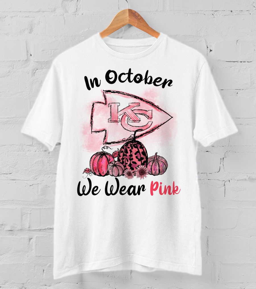 In October We Wear Pink Kc Pumpkin Edition T-Shirt