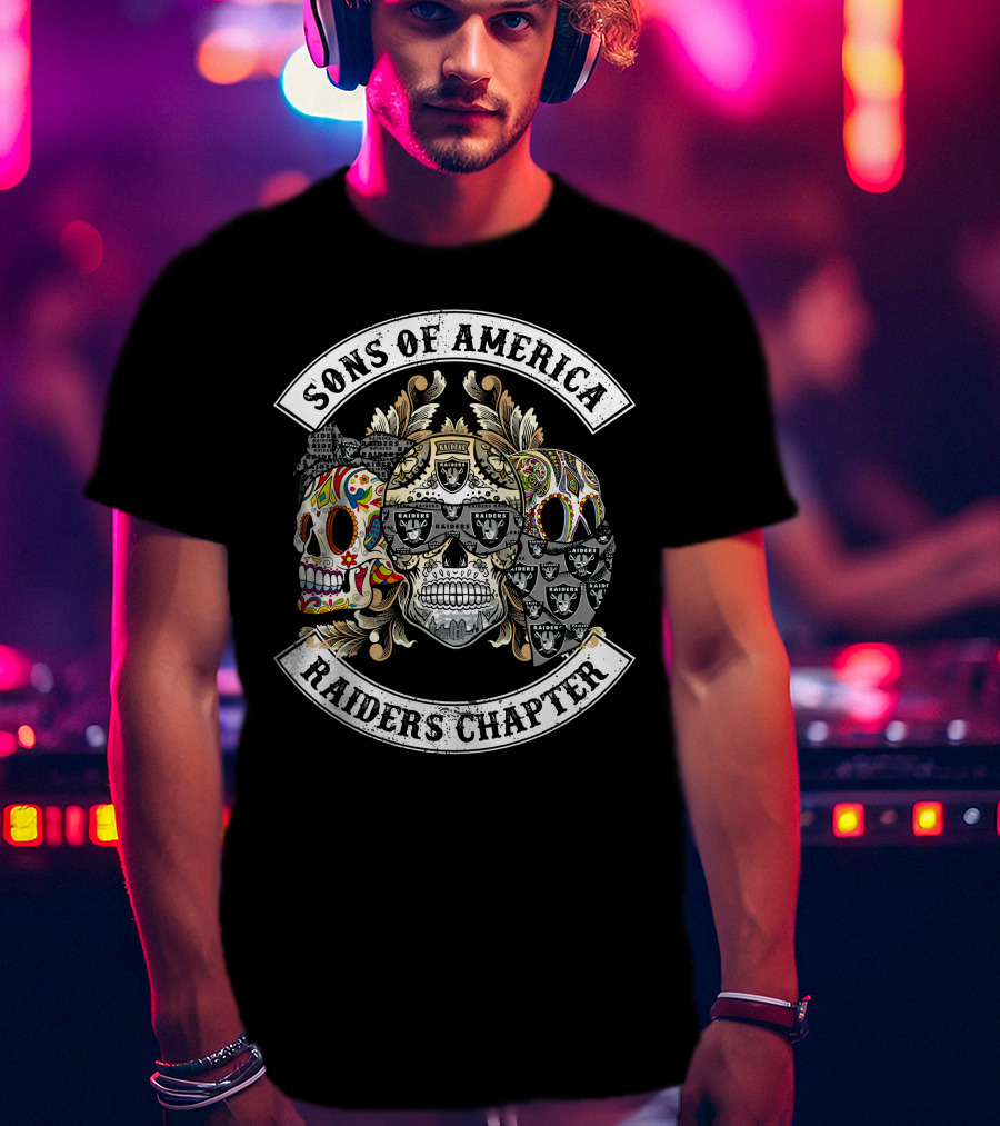Sons Of America Raiders Chapter Skull Art T-Shirt