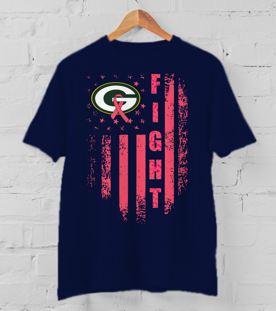 FIGHT Greenbay Pink Ribbon G Logo Stripes T-Shirt