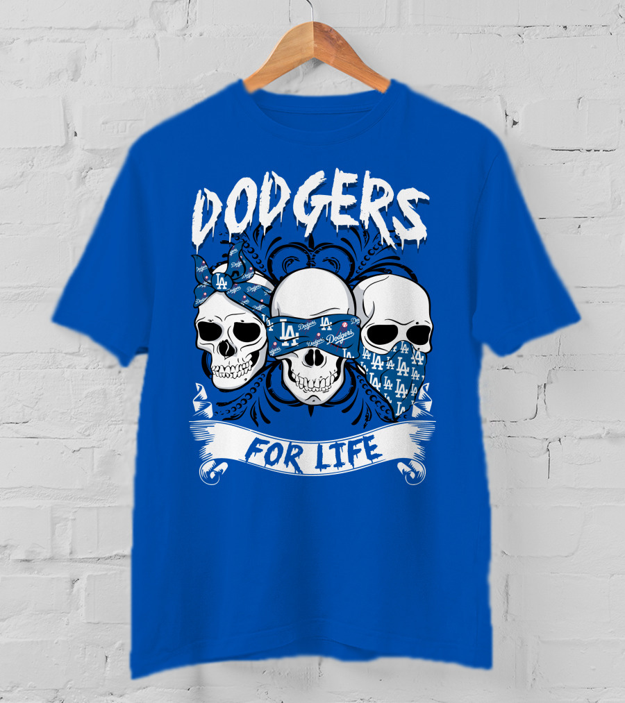 Dodgers For Life La Skulls Bandana T-Shirt