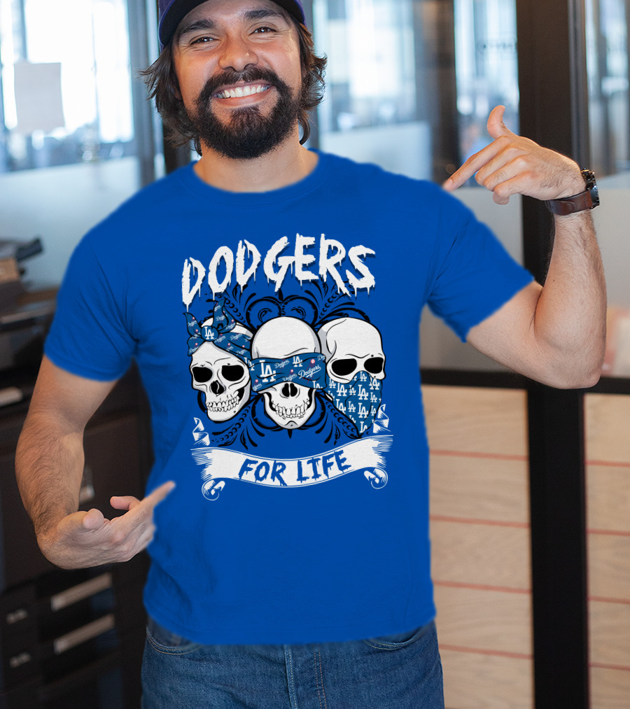 Dodgers For Life La Skulls Bandana T-Shirt