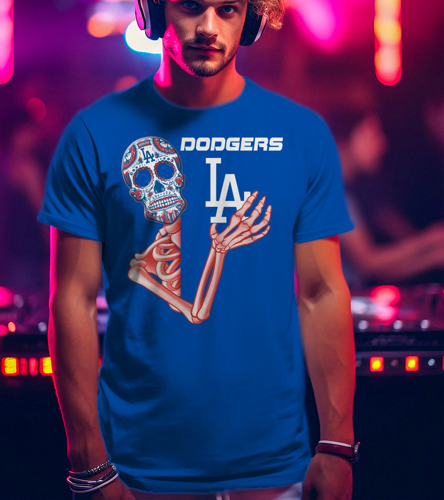 Dodgers La Sugar Skull Skeleton T-Shirt