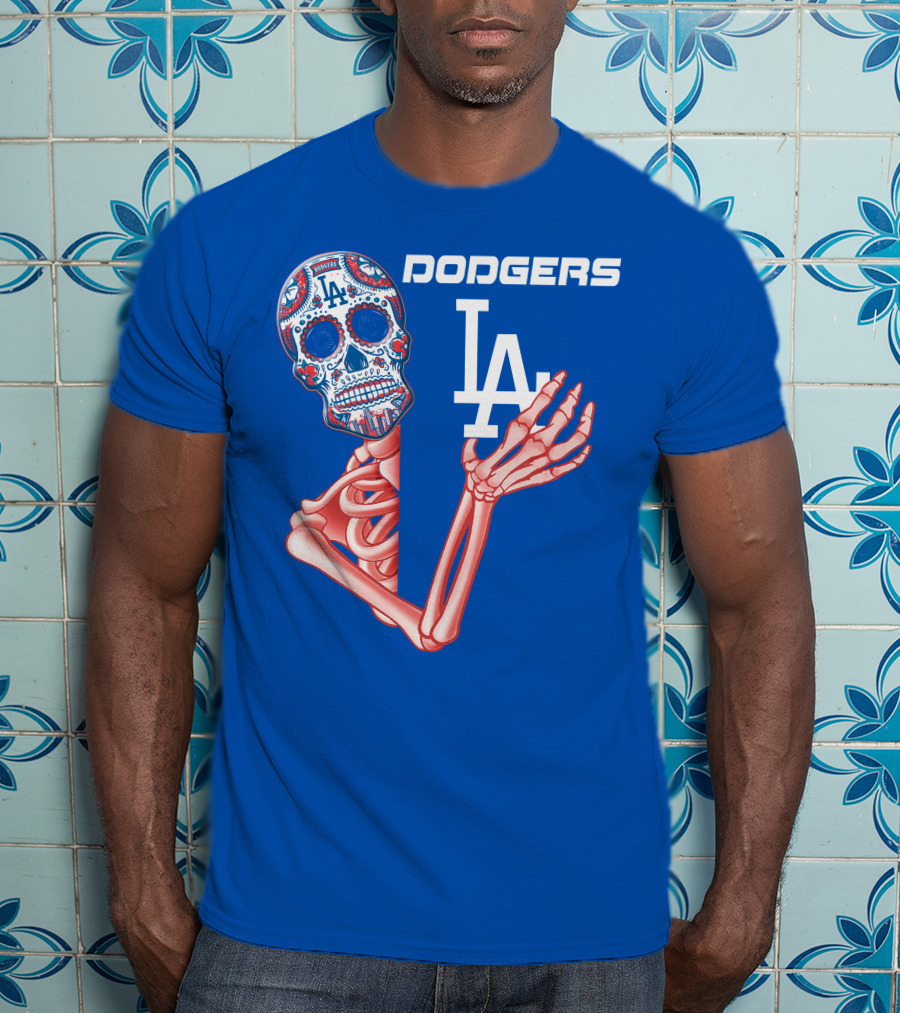 Dodgers La Sugar Skull Skeleton T-Shirt