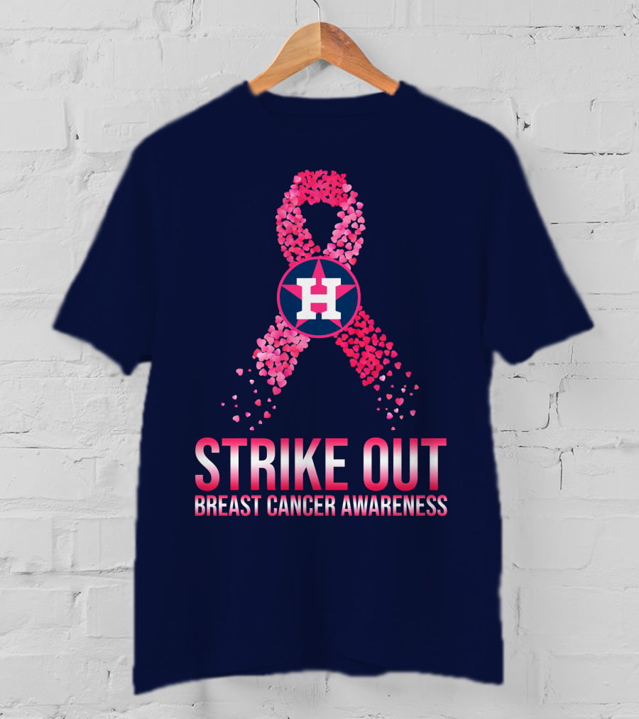 Strike Out Breast Cancer Awareness H Logo Pink Ribbon T-Shirt
