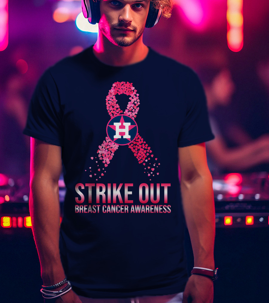 Strike Out Breast Cancer Awareness H Logo Pink Ribbon T-Shirt