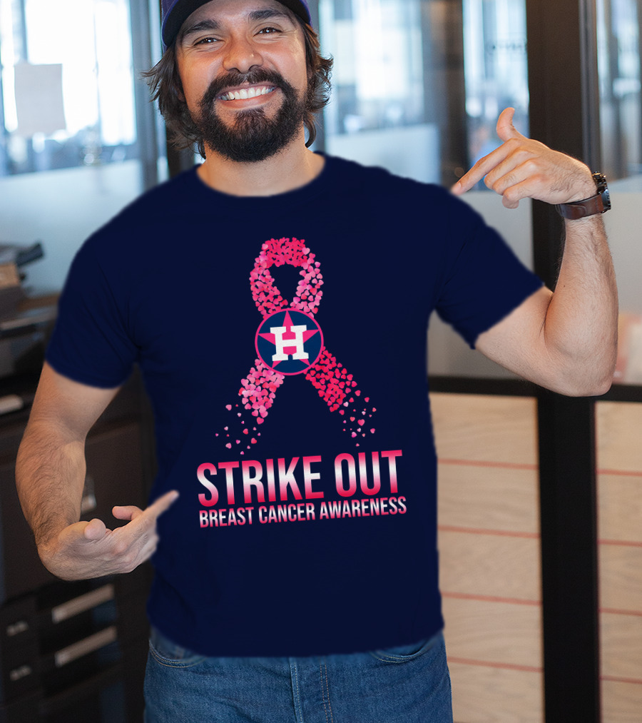 Strike Out Breast Cancer Awareness H Logo Pink Ribbon T-Shirt