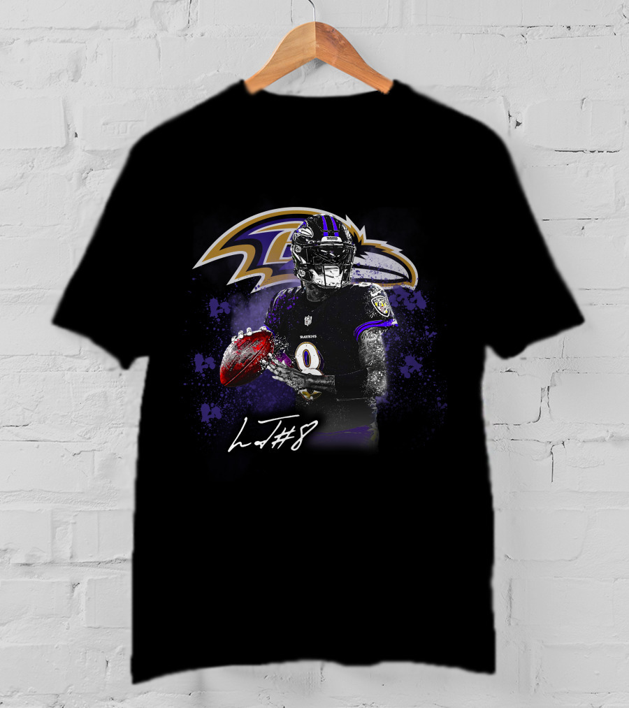 Baltimore Ravens Quarterback Number 8 Signature T-Shirt