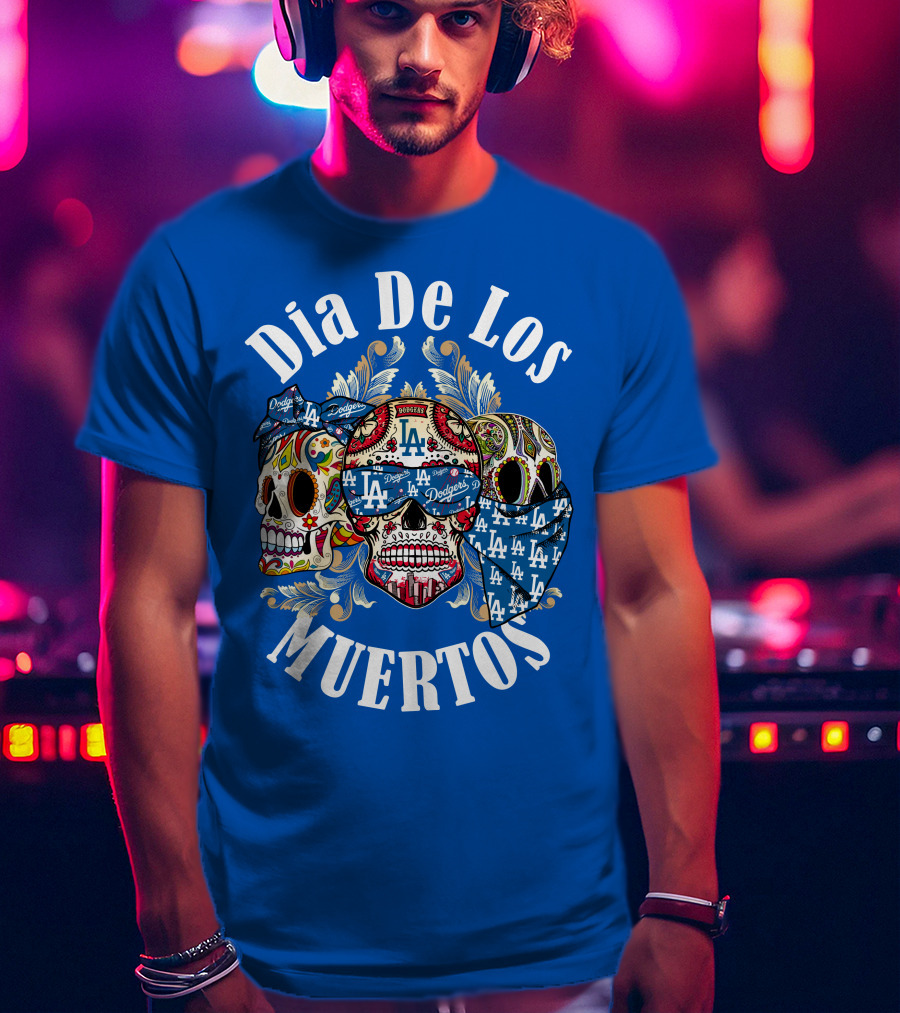 Dia De Los Muertos Dodgers La Skulls T-Shirt