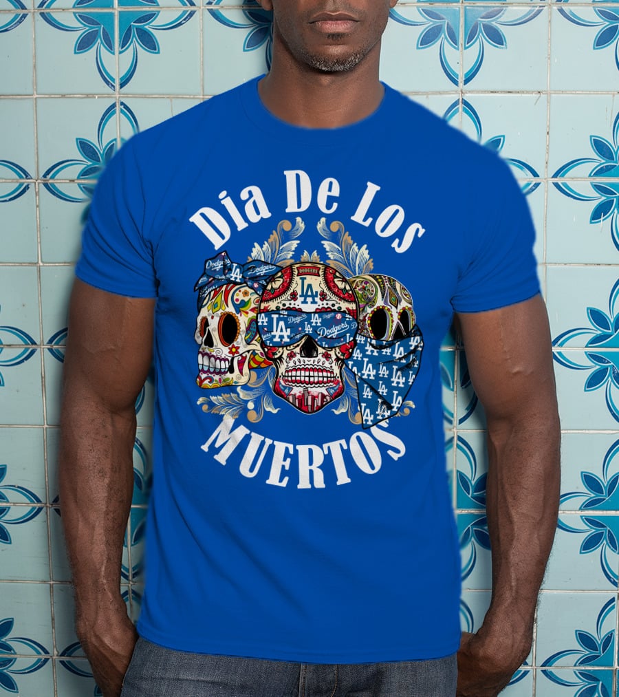 Dia De Los Muertos Dodgers La Skulls T-Shirt