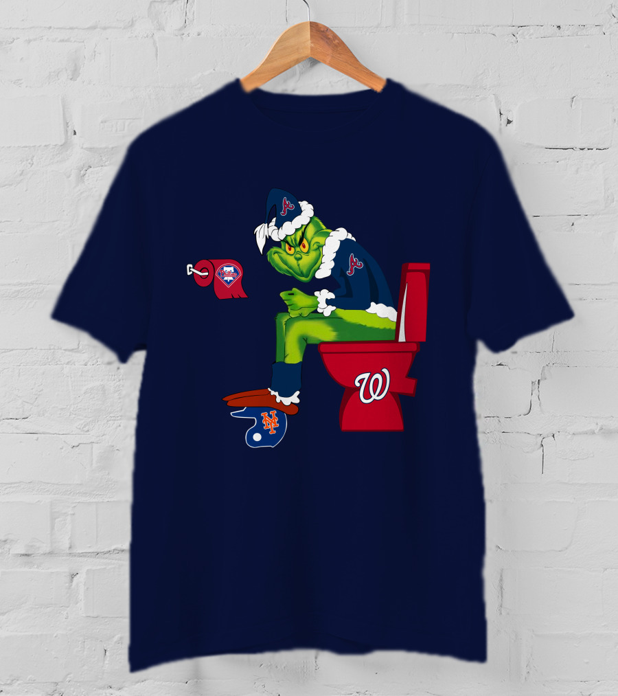 Atlanta Braves Grinch With New York Mets And Washington Nationals Logos T-Shirt