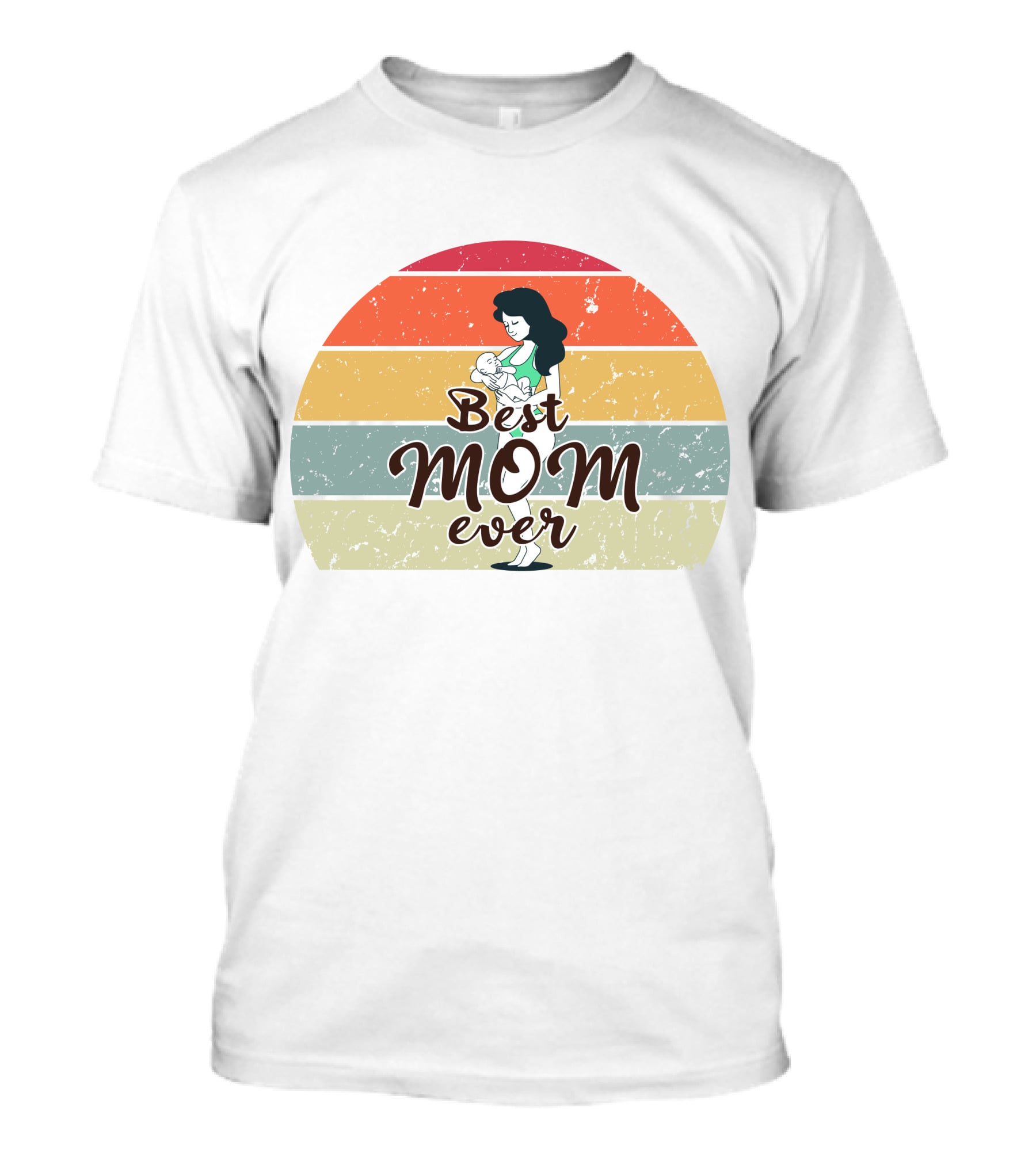 Best Mom Ever Retro Sunset Mom Holding Baby T-Shirt