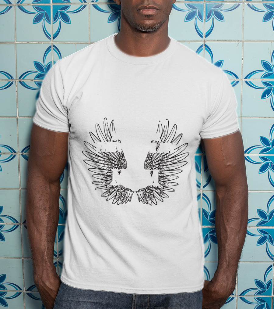 Heaven Is A Beautiful Place Angel Wing Outline T-Shirt