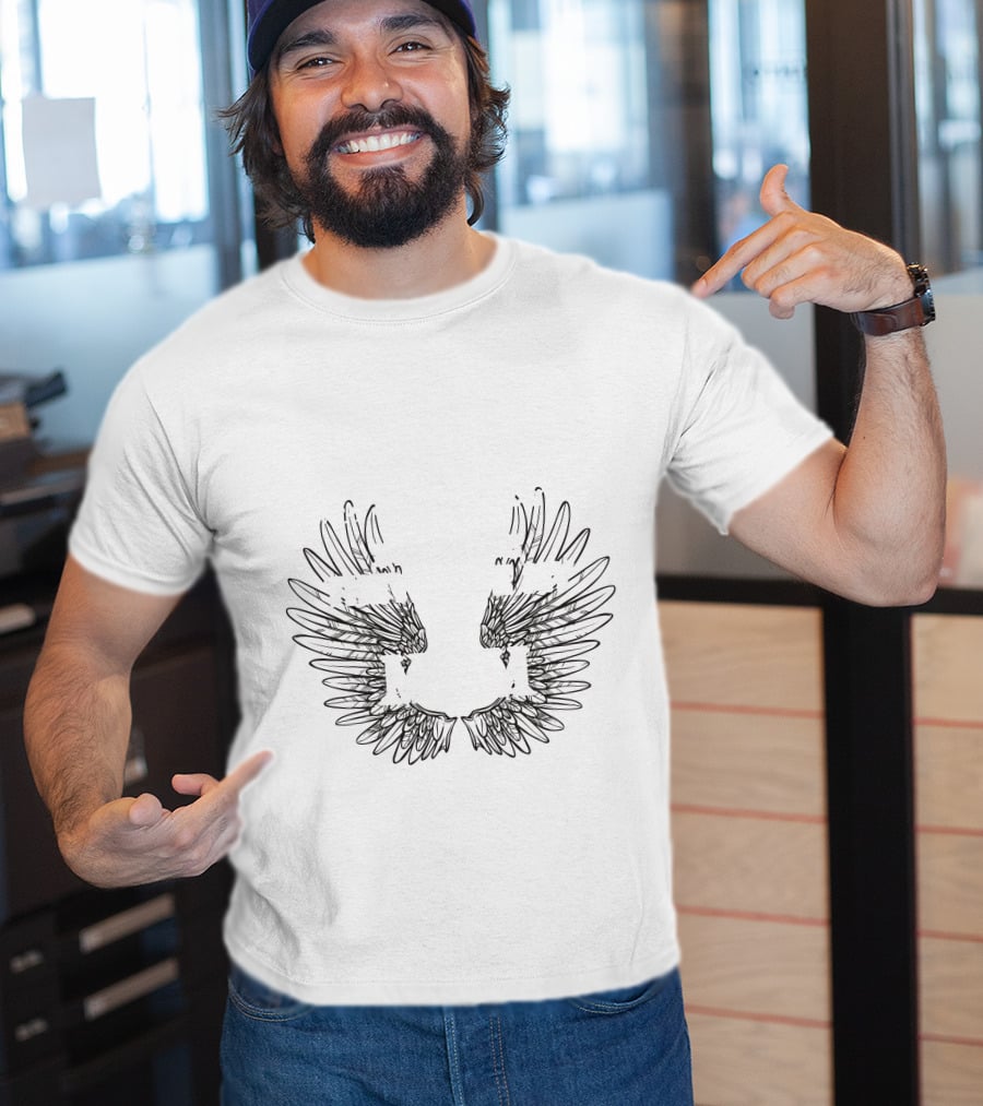 Heaven Is A Beautiful Place Angel Wing Outline T-Shirt