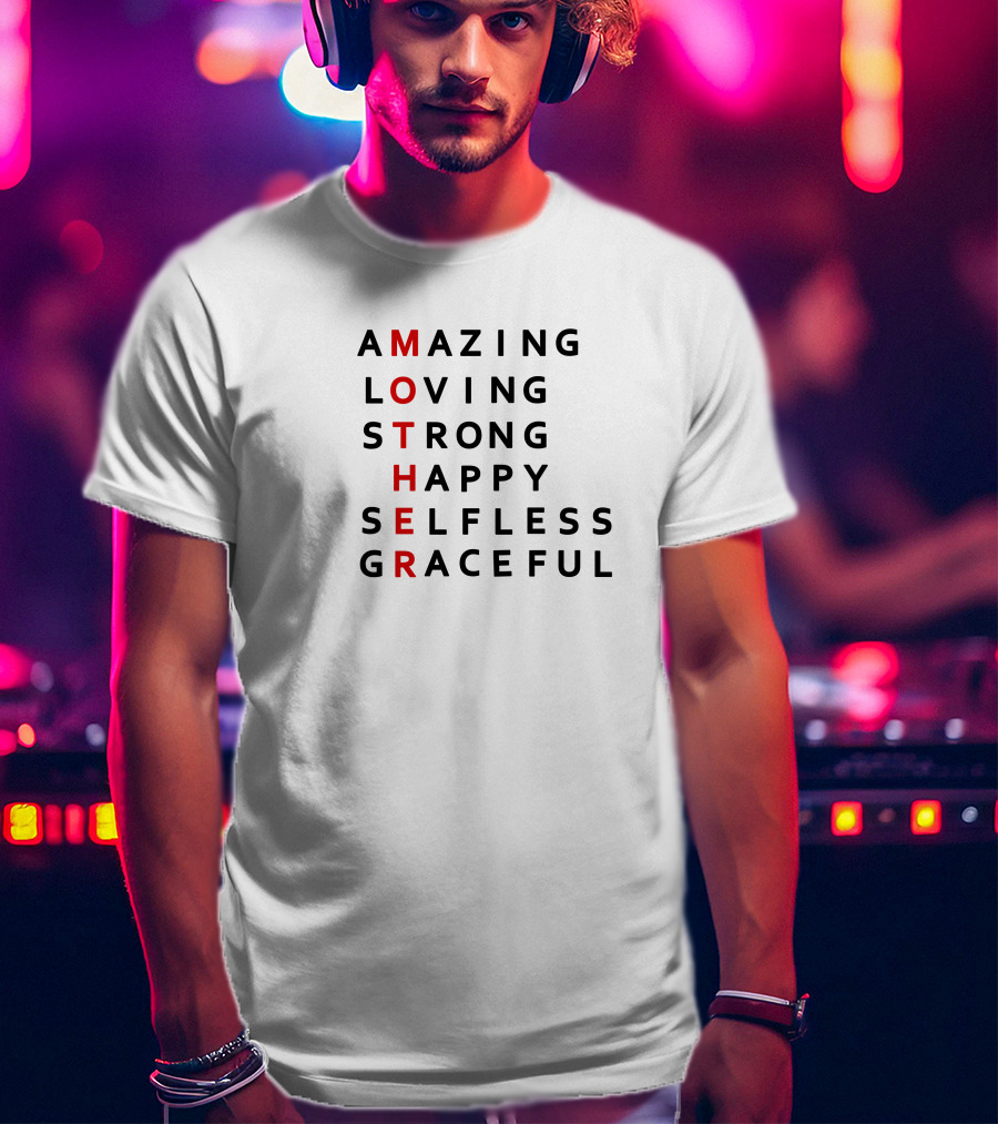 Amazing Loving Strong Happy Selfless Graceful Mother Crossword T-Shirt