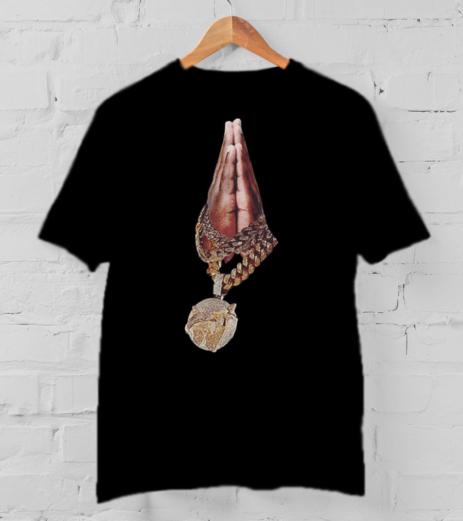 Pop Smoke Praying Hands Vlone Chain Pendant Merch T-Shirt