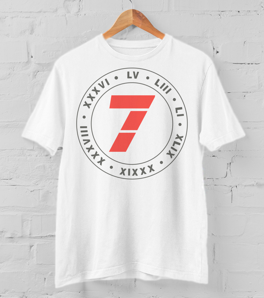 Tom Dady 7 Roman Numerals XXXVI LV LIII LI XIX XXI XLVII XLIX T-Shirt