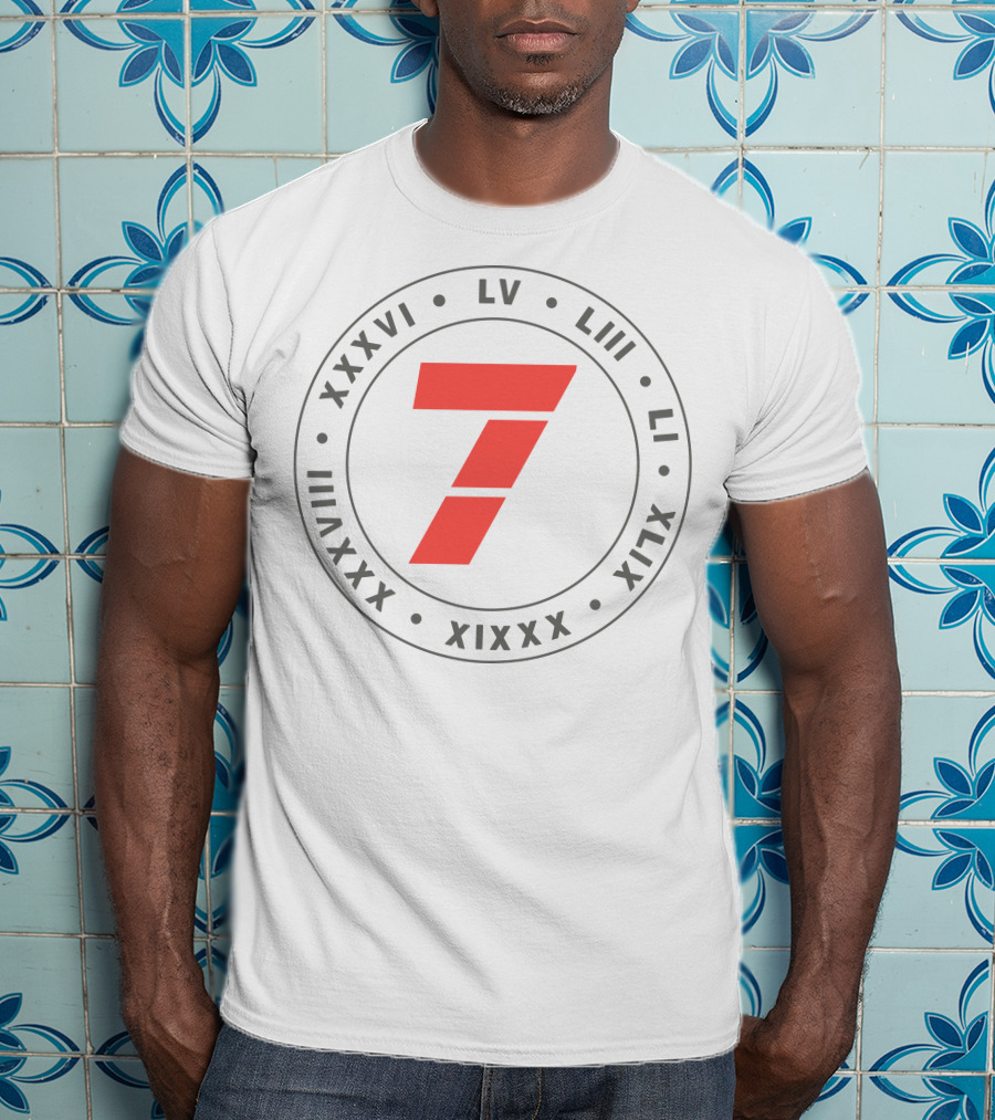 Tom Dady 7 Roman Numerals XXXVI LV LIII LI XIX XXI XLVII XLIX T-Shirt