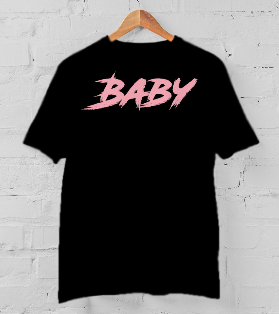 Baby Abi Shop Style Pink Brush Text T-Shirt