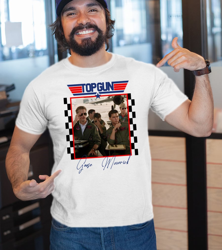 Top Gun Goose Maverick Classic Aviation Icons In Signature Flight Gear T-Shirt