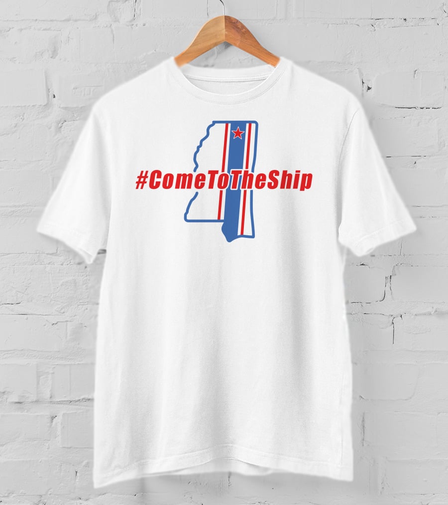 ComeToTheShip Mississippi Outline Red Blue Stripe Star T-Shirt