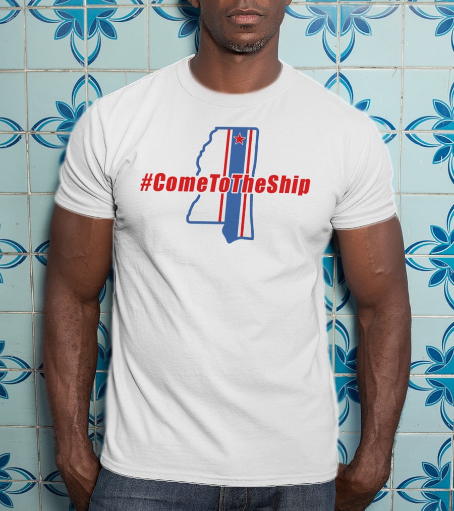 ComeToTheShip Mississippi Outline Red Blue Stripe Star T-Shirt