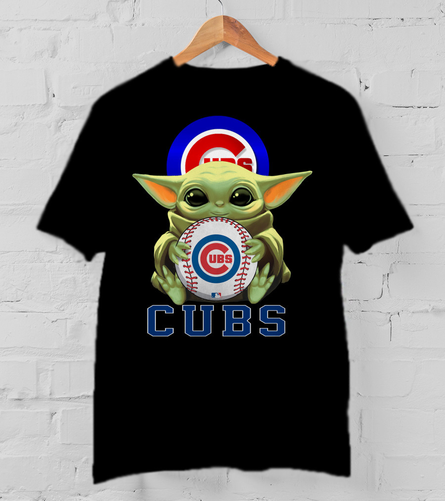 Cubs Baseball Star Wars Yoda Holding Mlb T-Shirt
