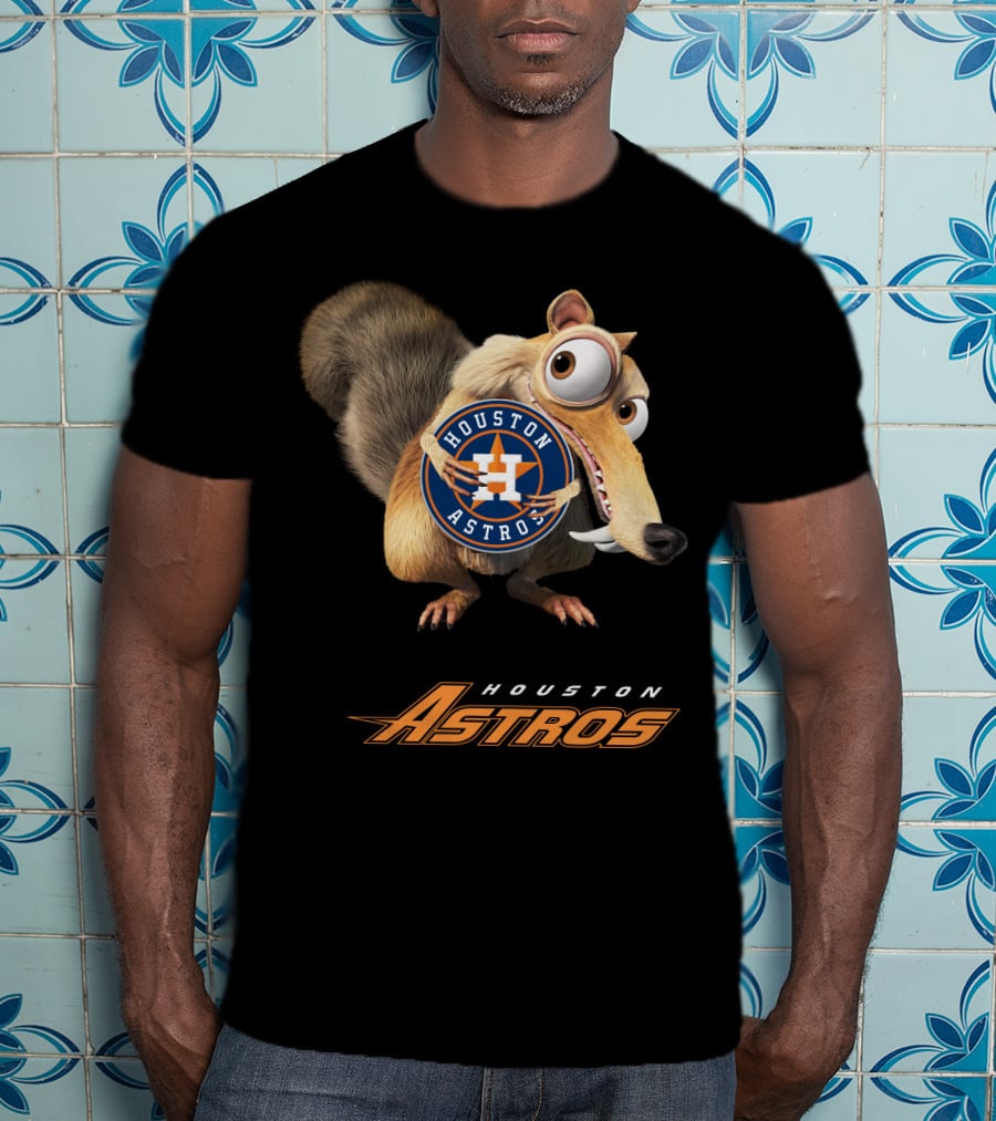 Houston Astros Ice Age Crossover With Scrat Holding T-Shirt