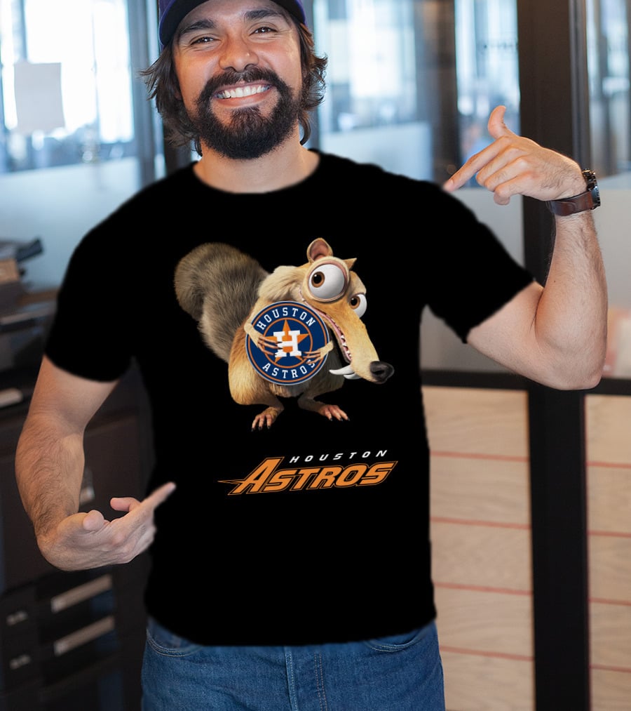 Houston Astros Ice Age Crossover With Scrat Holding T-Shirt