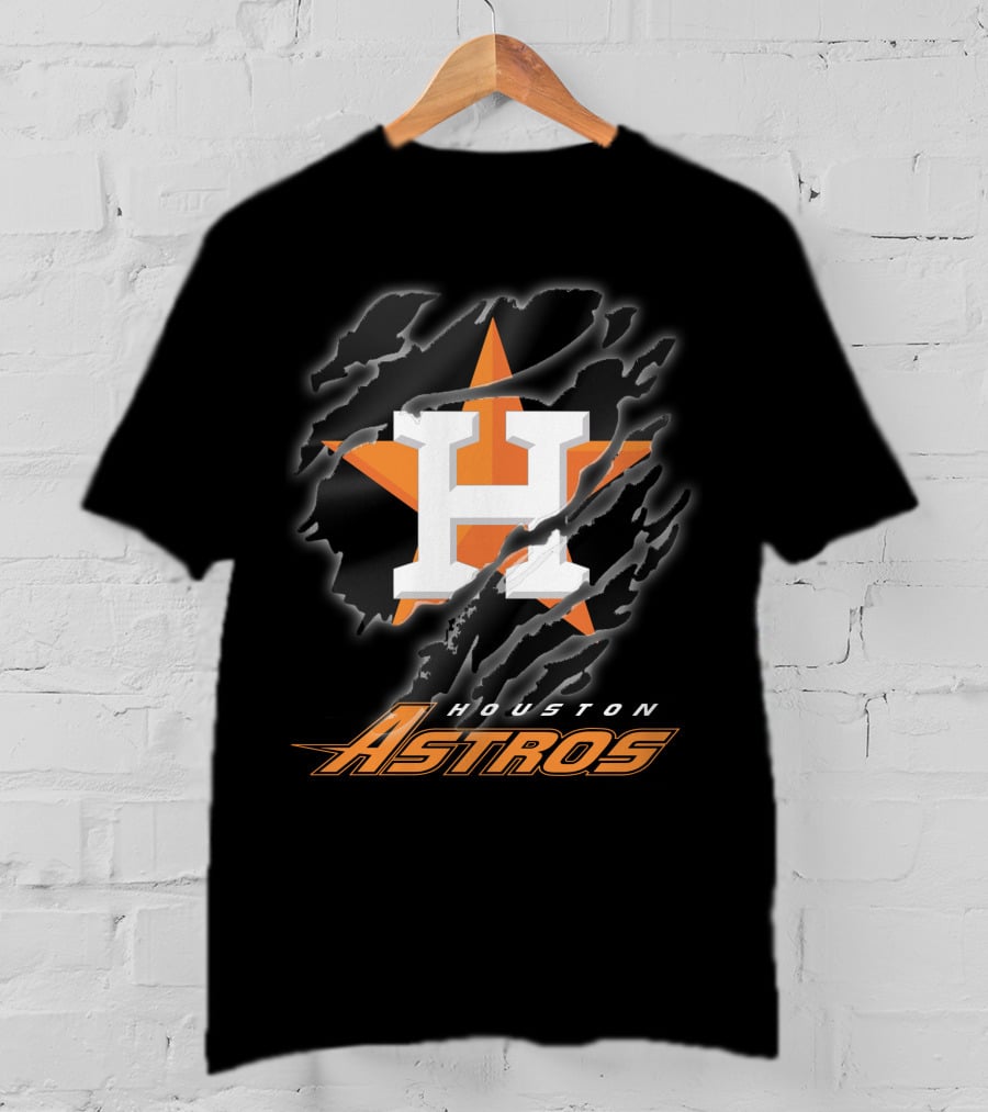 Houston Astros H Logo With Orange Star And Claw Marks T-Shirt