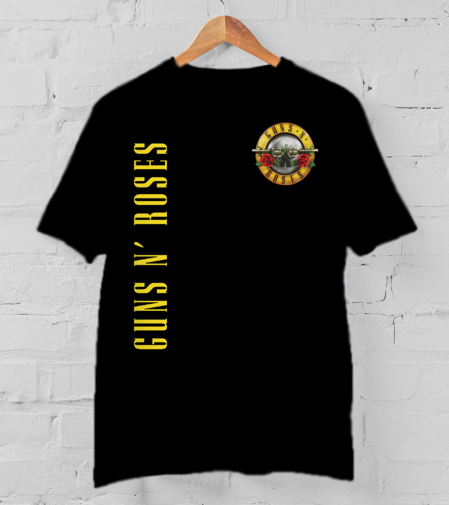 Guns N' Roses Classic Logo With Revolver And Roses In Yellow T-Shirt