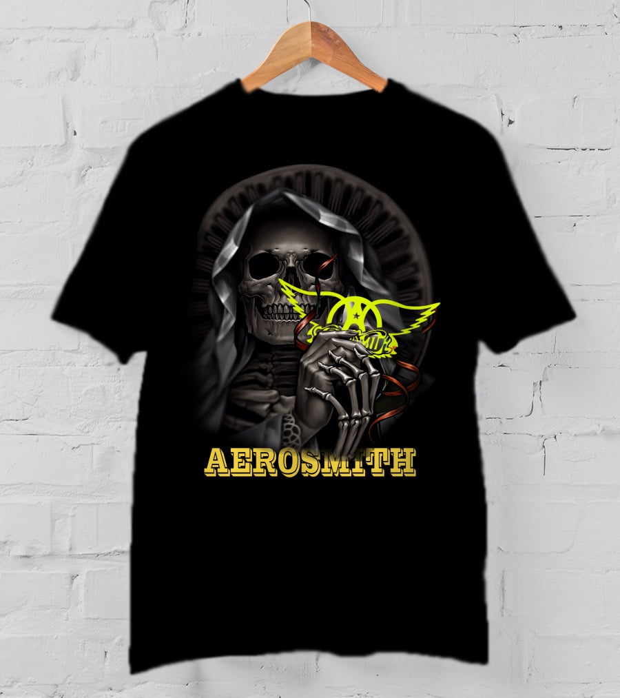 Aerosmith Grim Reaper Skull Holding T-Shirt