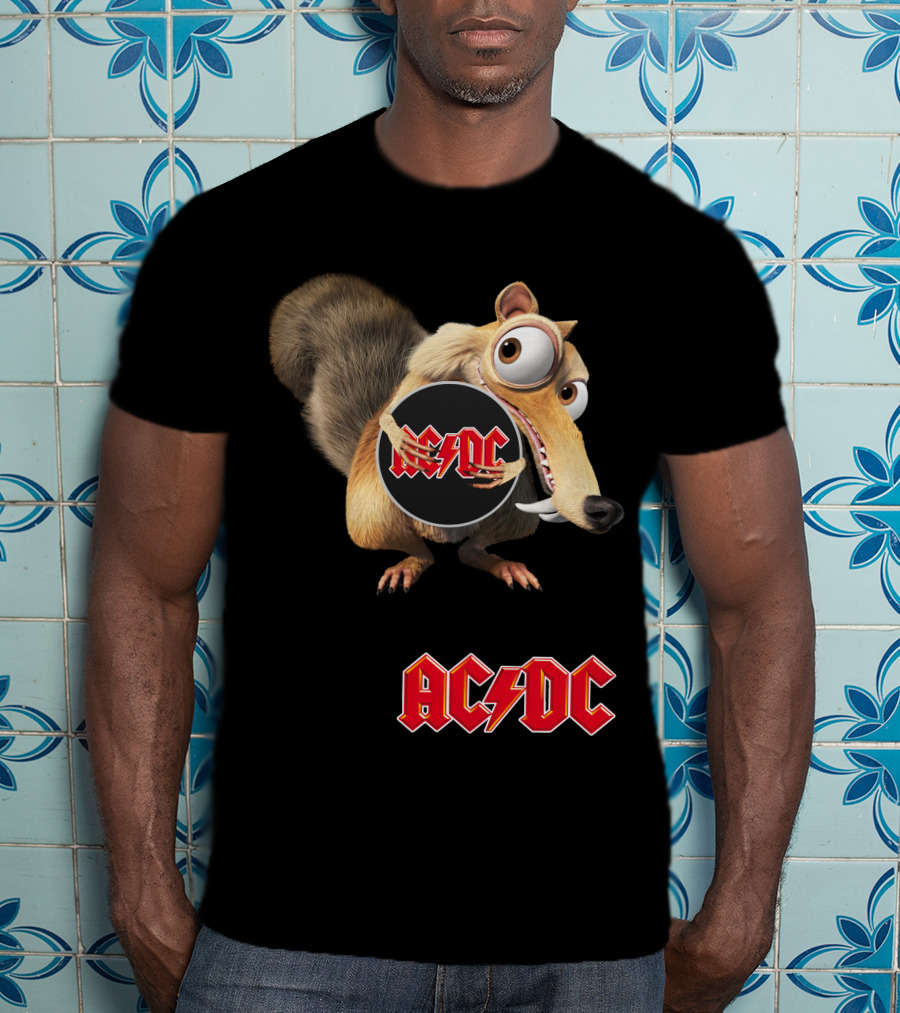 Ac/Dc 04 Ice Age Squirrel Holding T-Shirt